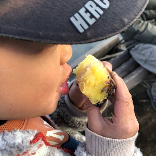 #こどもとみみずの研究所

12月の記録2

11月からずっと実験を続けてきた、虫眼鏡での火起こしができるか？
その挑戦が、とうとう成功！

黒画用紙についた火種を、麻紐を解いた繊維に移して、新聞紙や落ち葉から、小枝へ。そして木炭へ着火。

太陽からいただいた火を種に、焼き芋を焼くことに成功しました！

七輪を囲み暖をとりながら、しめ縄の藁すぐり。

12月らしい畑の風景です。

#みみラボ 
#みみコンeco畑 
#虫眼鏡で焼き芋